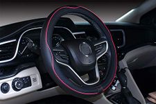 Mayco Bell Car Steering Wheel Cover for Men and Women Anti-Slip, Safety, Soft, Breathable (Black Red, 14.75''-15'')