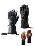 ORORO Heated Gloves for Men and Women, 3-in-1 Heating Gloves for Skiing Hiking Motorcycle (Black & Sharkskin Grey,XL)