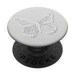 PopSockets White Butterfly Phone grip on light Silver PopSockets Swappable PopGrip