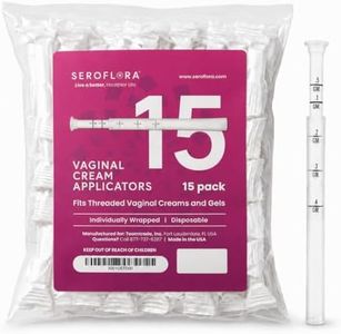 Seroflora Disposable Vaginal Cream Applicators - Fits Premarin, Estrace, Preseed, and Most OTC Gels, Lubricants, and Creams - Threaded End, Comfort Tip, and Dosage Markings (15 Pack) Made in USA.