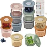 Moonkie Silicone Baby Food Storage Containers, 12 Pack, 4 oz Weaning Freezer Pots with Airtight Lids, Reusable Baby Food Snack Pots, Microwave and Dishwasher Safe, Perfect for Infant & Toddler Food