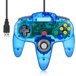 Wired USB N64 Controller, FISUPER Classic Video Game Controller USB Gamepad for Windows PC MAC Raspberry PI Retropie (Transparent Blue)