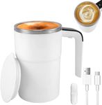 Electric Self Stirring Mug 380ml Rechargeable Automatic Mixing Mug with Magnetic Stirring Bar 5000rpm High Speed Self Mixing Cup with Temperature Display Stainless Steel Self Stirring Coffee Mug