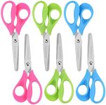 OneName Left-Handed Kids Scissors 6 Pack 5 Inch Left hand scissors for child School Student Scissors,Stainless Steel Sharp Blade Soft Comfort-Grip Handles Blunt Lefty Safety Scissors for Kids Scissor