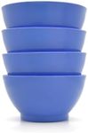 CaliBowl Non-Spill Plastic Bowl Set - 20oz Reuseable Kitchen Bowls with Concave Inner Lip and Non-Slip Base - For Cereal, Soups, Salad, Pasta and Serving - Set of 4 - Ocean Blue