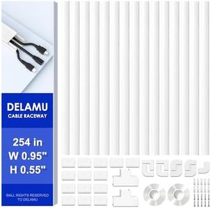 254" Cord Hider - Cord Cover - Delamu Wire Covers for Cords - PVC Cable Hider - Cuttable Wire Cover Hiders for Mounted TV on Wall - Cable Management Concealer Raceway - 15x L16.9 W0.95H0.55, White
