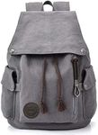 HF Canvas Backpack Vintage Backpack Gray Daypack for Men Women Laptop Travel Rucksack