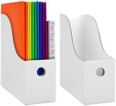 Dunwell White Magazine File Holder (2 Pack) - Sturdy Cardboard Magazine Holder, Vertical File Folder Holder, Magazine Holder for Desk, Shelves, Office or Classroom Book Organizer, Paper Book Bins