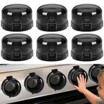 HOIGRBOM Stove Knob Safety Covers, 6 Pack Universal Gas Stove Knob Covers, Heat-Resistant Baby Proof Stove Knob Covers, Gas Stove Knob Locks for Child Safety and Pet (Black)