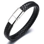 HALUKAKAH ● Solo ● Men's Genuine Leather Bracelet Classic Style Titanium Clasp with Magnets 8.46"(21.5cm) with FREE Giftbox