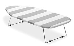 Whitmor Tabletop Ironing Board, Grey/White Striped Cover