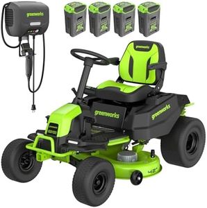 Greenworks 60V 42" CrossoverT Cordless Riding Lawn Tractor, (4) 8.0Ah Batteries and (600W) Plug in Charger
