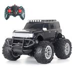 Popsugar Off Roader Rechargeable Remote Control Monster Truck with 2 Speeds and 4 Headlight Modes | Lithium Battery | C-Type Charging | Remote Control Car for Kids | Made in India, Black