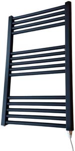 Greenedhouse 400w x 800h Black Electric Flat Heated Towel Rail Bathroom Radiator
