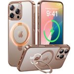 CASEKOO Desert Titanium for iPhone 16 Pro Max Case with 360° Spin Magnetic Stand [Compatible with Magsafe][16FT Military Protection] Slim for iPhone 16 ProMax Case Ring Kickstand 6.9'', Rose Gold