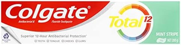 Colgate Total Mint Stripe Antibacterial Gel Toothpaste 200g, Whole Mouth Health, Multi Benefit