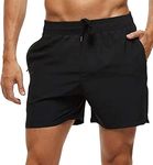 YuKaiChen Men's Swimming Trunks Quick Dry Beach Shorts Casual Running Gym Shorts with Zipper Pockets and Mesh Lining Black 34