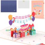 Bighan Happy Birthday 3D Pop Up Card, 3D Birthday Card Anniversary Pop Up Cards for Kids Men and Women Family, A