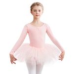 Aiseyi Long Sleeve Ballet Dress Ballet Dance Tutu Dress Ballet Outfits Sequines Ballet Leotard with Tutu Skirt Pink 2-3 Years