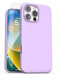 Encased Soft Touch for iPhone 16 Pro Max Silicone Case with Screen Protector (MagSafe Compatible) Slim Smooth Feel Phone Cover for Women (Purple)