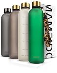 MAMEIDO 1l Water Bottle - Motivational Time Markings, BPA free, Leak-Proof, Tritan Co-Polyester Plastic, 1 litre water bottle, Sports Bottle (Emerald Grey Gold, 1000ml)