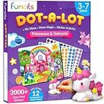 Funcils Dot Art Activity - Unicorn & Princess Sticker Art Kit, Arts and Crafts for Kids, Toddler Craft Supplies, Gifts for Boys & Girls Age 3, 4, 5, 6, 7 Year Old - Toys & Travel Activities for Kids