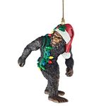 Design Toscano DB383084 Bigfoot, the Christmas yeti with Sabta's hat Funny Christmas tree decoration, polyresin, full color, 7.5 cm