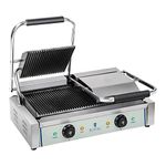Royal Catering - RCKG-3600-G - Electric Contact Grill - 3600 Watt - double grill space - corrugated panels