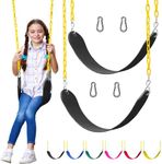Jungle Gym Kingdom Swings for Outdoor Swing Set - Pack of 2 Swing Seat Replacement Kits with Heavy Duty Chains - Backyard Swingset Playground Accessories for Kids (Black)