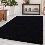 Abaseen Small Large Shaggy Rug Modern Rugs Living Room Extra Large Small Medium Rectangular Size Soft Touch Thick Pile Living Room Area Rugs Non Shedding (Black, 160x230 cm)