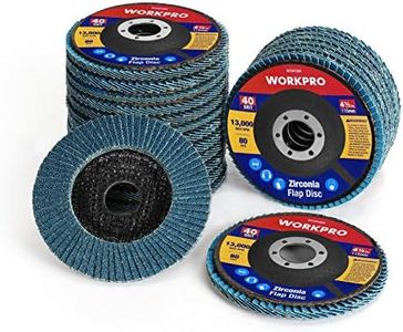 WORKPRO 20-Pack Flap Discs, 4-1/2-inch, Arbor Size 7/8-inch, T29 Zirconia Abrasive Grinding Wheel and Flap Sanding Disc, Includes 40/60/80/120 Grits