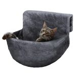 Petlicity Deluxe Radiator Cat Bed, Round Cosy and warm fleece beds Basket Cradle Hammock, Solid & Durable Iron Frame handling heavier Animals, Perfect for Cats, Kittens, Puppy Dog (GREY)