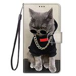 iPhone 6S Case, Premium iPhone 6 Leather Flip Cover Wallet Shockproof Slim Soft Silicone Flexible Thin TPU Protective Bumper Phone Case for iPhone 6S / iPhone 6, Cat with Necklace