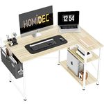 HOMIDEC L Shaped Desk 100CM Computer Desk Study Office Desk Gaming Desk Writing Table With Bookshelf Reversible Corner Desk For Home Office Studio Workstation