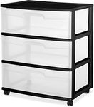 3 Drawer Wide Cart Black Storage Pl