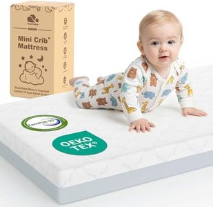 DeerFable Dual Sided Pack and Play Mattress, 3 Inch Thick Soft & Firm Memory Foam Breathable Portable Pack n Play Mattresses, 4 in1 Baby Playpen Mattresses with Removable Washable Cover - 38x26x3 Inch
