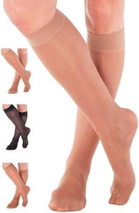 Made in USA - Womens Compression Stockings 8-15mmHg for Edema Varicose Veins Arthritis Swelling - Compression Support Knee Hi Socks for Nurses - Beige, X-Large