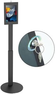 Mount-It! Lockable Tablet Floor Stand for Samsung Tab A9+, S9, S9 FE, S8, A8 – Anti-Theft Kiosk, Fully Enclosed, Height Adjustable, Rotating & Tilting, Freestanding or Bolt-Down, Steel, Black