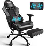 Homall Gaming Chair,Outfit with Massage Lumbar Pillow, Adjustable Back and Seat Height, Gaming Chair for Adults with Footrest and Headrest, 150kg Load Capacity, Suitable for Both Office and Home
