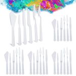 Plastic Spatula Palette Knives Set 30Pcs(5 Pack), KELIFANG Painting Knife for Mixing, Spreading, Scratching, Layering Colors, Thin and Flexible Art Tools for Carving, Oil, Acrylic, Watercolor Painting