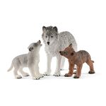 schleich 42472 Wild Life 3pc Mother Wolf and Baby Wolf Pups Figurine Set - Authentic and Highly Detailed Animal Toys, Durable for Education and Fun Play, Perfect for Boys and Girls, Ages 3+