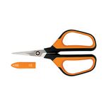 Fiskars Comfort Loop Micro-Tip Pruning Snips - 7" Garden Shears with Sheath and Extra Large SoftGrip Handle - Yard and Garden Tools - Orange/Black