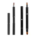 Arqumi 2 Pack Lip Applicator for Makeup, Dual-ended Lip Brush with Protective Lid, Single-ended Lip Brush Retractable Lipstick Applicator for Lip Gloss, Lip Mask, Eyeshadow, Lip Cream, Black