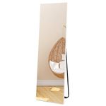 Vasemouh 140x51cm (55x20 in) Full Length Mirrors，White Long Large Mirror for Wall Hanging or Floor Free Standing, for Bathroom Living Room Bedroom-Round Tube Bracket