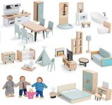 36pcs Wooden Dollhouse Furniture Se