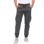 LEPOAR Men's Hiking Cargo Pants Joggers Slim Fit Stretch Lightweight Casual Work Pants with Pockets Drawstring Waist, Dark Gray, 30