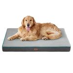 Bedsure Memory Foam Dog Bed for Extra Large Dogs - Orthopedic Waterproof Dog Bed for Crate with Removable Washable Cover and Nonskid Bottom - Plush Flannel Fleece Top Pet Bed， Grey