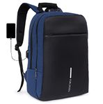 FUR JADEN Anti Theft Number Lock Backpack Bag with 15.6 Inch Laptop Compartment, USB Charging Port & Organizer Pocket for Men Women Boys Girls (Navy)