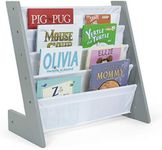 Humble Crew Kids Bookshelf Book Organizer, Gray/White, Width 25.2 x Depth 12.2 x Height 23.6 inches (64 x 31 x 60 cm), 4 Tiers, Inspired Collection