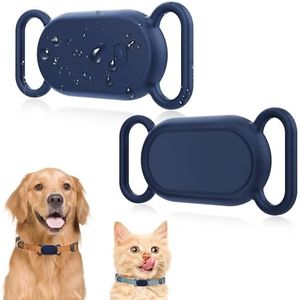 (2 Pack) Silicone Gel Rubber Case Compatible for Samsung Galaxy SmartTag2 (2023), Pet Collar Friendly Positioning Anti Loss Tracker Protective Cover Anti-Scratch Shock Absorbing (Navy BlueX2)